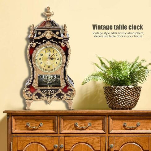 Qiilu Tall Gold Mantel Clock Antique Table Clock, Vintage Plastic Table Clock Antique Home Hotel Decorative Desk Alarm Clocks (White) in Saudi Arabia