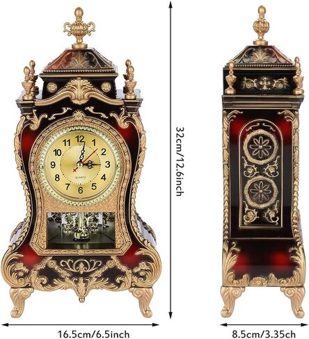 Qiilu Tall Gold Mantel Clock Antique Table Clock, Vintage Plastic Table Clock Antique Home Hotel Decorative Desk Alarm Clocks (White) in Saudi Arabia