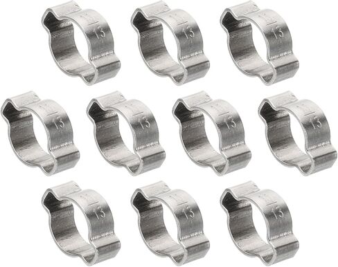 PATIKIL 10 Pack 28-31mm Double Ear Hose Clamp, 304 Stainless Steel O Clip Crimp Rings for Fuel Petrol Pipe Tube Fitting Connections, Silver Tone in Saudi Arabia