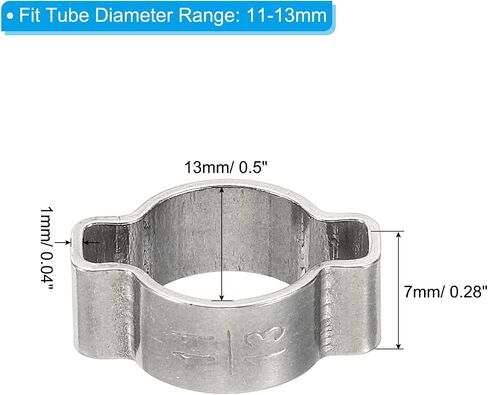 PATIKIL 10 Pack 28-31mm Double Ear Hose Clamp, 304 Stainless Steel O Clip Crimp Rings for Fuel Petrol Pipe Tube Fitting Connections, Silver Tone in Saudi Arabia