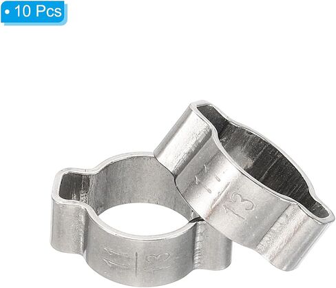 PATIKIL 10 Pack 28-31mm Double Ear Hose Clamp, 304 Stainless Steel O Clip Crimp Rings for Fuel Petrol Pipe Tube Fitting Connections, Silver Tone in Saudi Arabia