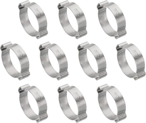 PATIKIL 10 Pack 28-31mm Double Ear Hose Clamp, 304 Stainless Steel O Clip Crimp Rings for Fuel Petrol Pipe Tube Fitting Connections, Silver Tone in Saudi Arabia