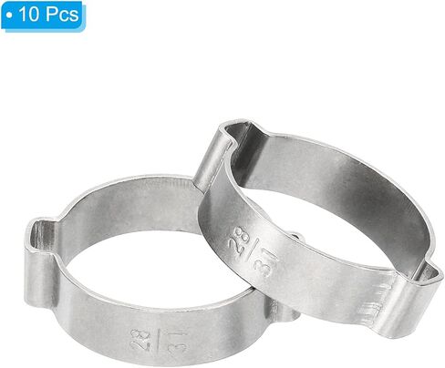 PATIKIL 10 Pack 28-31mm Double Ear Hose Clamp, 304 Stainless Steel O Clip Crimp Rings for Fuel Petrol Pipe Tube Fitting Connections, Silver Tone in Saudi Arabia
