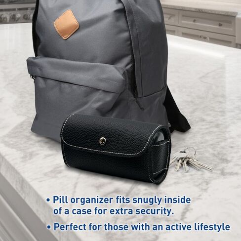 علبة حبوب إيزي دوز أسبوعيًا (7 أيام) صباحًا ومساءً، مخطط طبي، منظم الفيتامينات، مقصورات منبثقة، مرتين في اليوم، أغطية سوداء، تتضمن علبة سوداء، خالية من مادة BPA in Kuwait