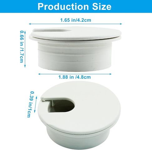 12 قطعة من حلقات المكتب مقاس 1.5 بوصة (38 مم)، غطاء فتحة مكتب من البلاستيك الأبيض مع منشار ثقب لغطاء منظم سلك كابل مكتب الكمبيوتر المكتبي in Kuwait