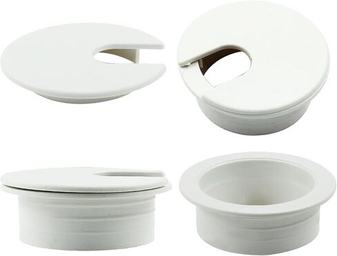 12 قطعة من حلقات المكتب مقاس 1.5 بوصة (38 مم)، غطاء فتحة مكتب من البلاستيك الأبيض مع منشار ثقب لغطاء منظم سلك كابل مكتب الكمبيوتر المكتبي in Kuwait