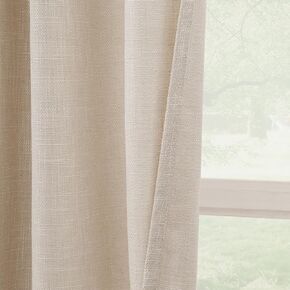 Natural Linen Window Curtain Panels with Grommets 52 inches Width 84 inches Length Set of 2, Beige, DIY Home Decor Drapes for Multiple Rooms