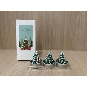 Hand-Painted Christmas Craft Gift Candle Set - Smokeless Candles for Christmas Decorations, Valentine's Day Gifts, Proposals and Confessions (Christmas Tree)