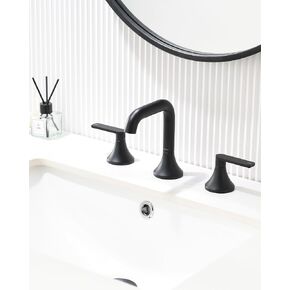 Bathroom Faucets，4 in 8 in Widespread Bathroom Faucet， Black Bathroom Faucet，360° Rotation Bathroom Faucet 3 Hole， Easy Installation, Water Saving Aerator, with Pop-Up Drain， Matte Black
