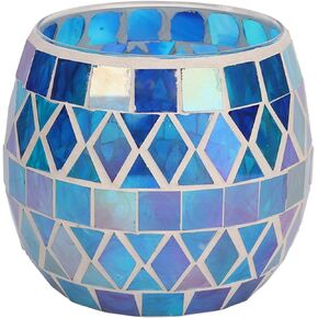 Decorative Candle Holders, Blue Mosaic Glass Candle Holder Romantic DIY Scented Candle Cup Tea Light Stand