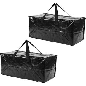 Extra Large Foldable Moving Bags,Heavy Duty Tote Bags,Packing Bags,Moving Boxes,Duffle Bags With Handles,Storage Bins Alternative,Large Bags With Sturdy Zipper (Black, 2Pack)
