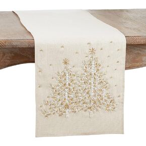 Embroidered Christmas Tree Table Runner