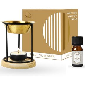 Dukhni Classic Oil Burner | Brass Burner with Candle | Use for Essential Oil, Aroma Oil, Diffuser Oils | Relax with Home Aromatherapy, for Stress Relief, Meditation, Massage and Home Fragrance