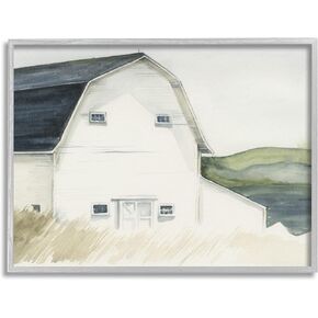 Stupell Industries White Farmhouse Barn Rural Grassland Countryside, Design by Jennifer Paxton Parker