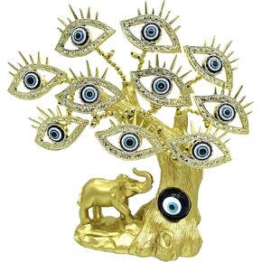 Betterdecor Turkish Nazar Blue Evil Eye Money Fortune Tree Lucky Elephant Design Protection Home Decor -T09 (Blue)