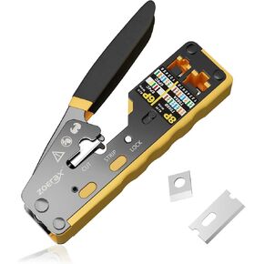 RJ45 Crimping Tool Ethernet Crimp Tool Crimper for RJ11/RJ12 Standard, RJ45 Pass Through Connectors, Yellow