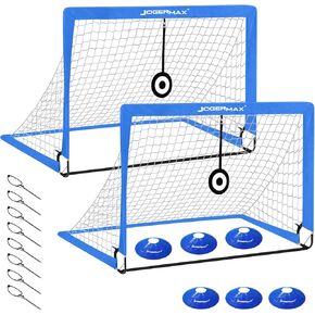 Portable Kids Soccer Goal, 4x3 FT or 6x3 FT Pop Up Goal Nets,Set of 2 with Agility Training Cones, Carry Case Gift for Kids and Youth