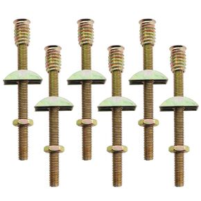 6PCS Furniture 4-in-1 Connector Fittings M8x100mm Gold Wardrobe Cabinet Screw Fittings Bed Assembly Fasteners for Bed Frames Cabinets Tables Bunk Beds