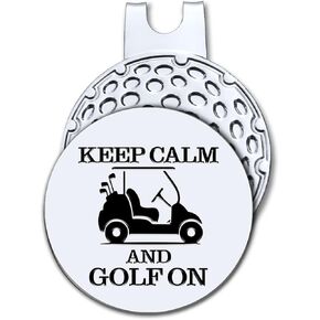 Hafhue Keep Calm and Golf On Golf Ball Marker with Magnetic Hat Clip, Funny Golf Accessories and Golf Gifts for Men Women Dad Mom Son Daughter Her, Birthday for Golfer Golf Lover