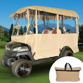 Golf Cart Enclosure 4 Passenger, 4-Sided Golf Cart Driving Enclosure, Waterproof Portable 300D Golf Cart Rain Cover