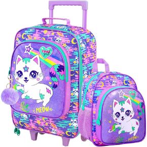 FTJCF 2PCS Kids Suitcase Set for Boys, 18" Cute Dinosaur Carry on Luggage with Wheels, Children Travel Rolling with 12" Toddler Backpack