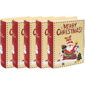 GLEAVI 5pcs Christmas Boxes Book Shape: Cardboard Book Shaped Candy Box Packing Boxes Decoration for Wedding Christmas Birthday Party Ornament Container