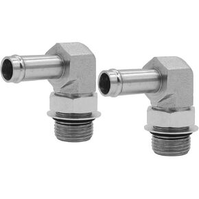 (2-PACK) 4601-10-12-NWO Hydraulic Adapter Fitting 5/8" Hose Barb × 3/4" Male (1-1/16"-12) Adjustable O-Ring Boss 90°Pipe Joints Elbow Carbon Steel