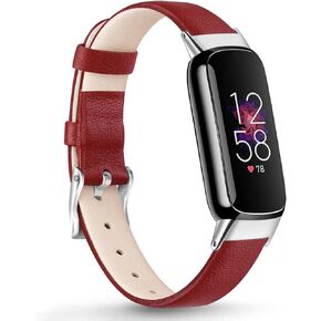 Vancle Band Compatible with Fitbit Luxe Bands, Leather Strap Adjustable Replacement Wristband for Fitbit Luxe/Luxe Special Edition Fitness Tracker Women Men