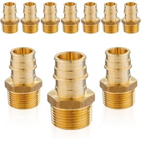 (10-Pack) Seelink PEX-A Expansion Fittings, PEX-A 3/4" x 3/4" Male Threaded NPT Adapter, Brass Expansion Pipe Fittings, for PEX Tubing Pipe Hose Fittings, ASTM F1960