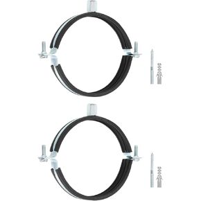 uxcell 2 Pcs Adjustable Pipe Bracket Clamp, 5"(127mm) Wall Ceiling Mount Split Ring Pipe Hanger Galvanized Iron Pipe Strap Support with Screw & Expansion Tube for Pipe Tube