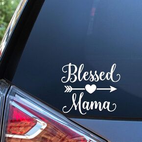 Sunset Graphics & Decals Blessed Mama Decal Vinyl Car Sticker | Cars Trucks Vans Walls Laptop | White | 5.5 x 4 inches | SGD000017