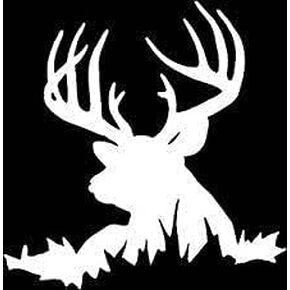 Deer in Bush Decal Hunting Elk Buck Outdoors | White | Made in USA by Stick This! | Sticker for Car or Truck Windows, Laptop, Water Bottle, Tablets etc. | 5" x 5" |