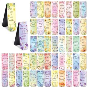 48 Pcs Bible Verse Magnetic Bookmarks, Inspirational Scripture Christian Book Markers Religious Motivational Encouragement Flower Page Clips Presents for Women School Office Supplies (Forest Style)