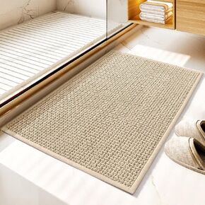 GRANNY SAYS Beige Bathroom Rugs, Absorbent Bath Mats for Bathroom, 24" x 16", Soft Chenille Bathroom Mat, Small Bath Rugs Non Slip Washable, Quick Dry, Thin, Rug for Tub and Shower