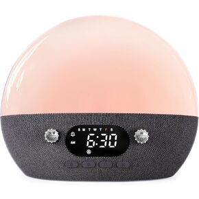 Sunrise Alarm Clock, White Noise Sound Machine for Sleep, Bluetooth Speaker, Wake up Light Alarm Clocks for Bedrooms, Heavy Sleeper, Dimmable Night Lights Sunset Lamp, for Baby Kids Adults
