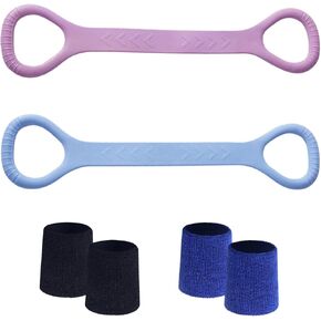 Figure 8 Fitness Resistance Band, Arm Back Shoulder Exercise Elastic Rope Stretch Fitness Band, Foot, Leg, Hand Stretcher, Arm Exerciser for Yoga Pilates Stretching Physical Therapy（Purple and Blue