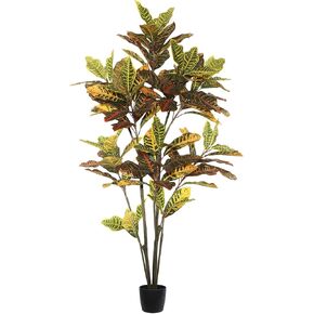 Vickerman Everyday 7' Potted Artificial Green and Orange Croton Tree - Premium Lifelike Faux Plant for Home or Office Decor - Maintenance Free Cronton Tree