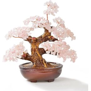 KALIFANO Natural Amethyst (360 Gemstone Count) Chakra Crystal Tree - Bonsai Feng Shui Money Tree for Positive Energy, Luck and Wealth - 8"