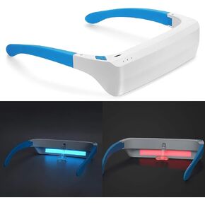 Light Therapy Glasses, Special Blue Light 480nm for Good Sleep, Jet Lag, Night Shift, Energy and Mood. Unique 670nm Red Light for Eye Health