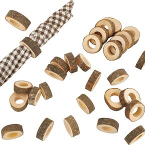 PH PandaHall 30pcs Wood Napkin Rings Farmhouse Napkin Rings Napkin Holder Fall Rustic Napkin Rings for Holiday Party Thanksgiving Christmas Wedding Dinnerware Table Decoration Diameter 55mm