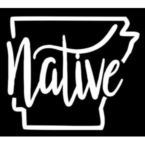 Arkansas Native Vinyl Decal | White | Made in USA by Foxtail Decals | for Car Windows, Tablets, Laptops, Water Bottles, etc. | 4.5 x 3.8 inch