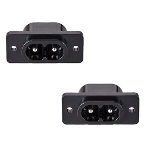 uxcell C8 Panel Mount Plug Adapter AC250V 2.5A 2 Pins IEC Inlet Module Plug Power Connector Straight, 2 Pack