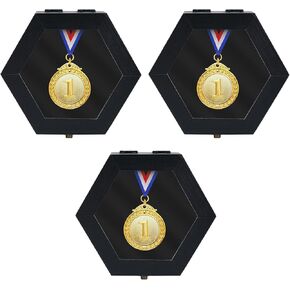 Bijun Medal Display Case,Military Medal Display Case Hanger Shadow Box for Medals Race Medal Display of Sports Medals Track Field Spartan Races Running Marathons (Black 6pc)