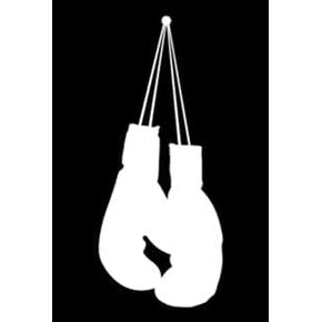 Boxing Gloves Vinyl Decal | White | Made in USA by Foxtail Decals | for Car Windows, Tablets, Laptops, Water Bottles, etc. | 1.9 x 4.5 inch