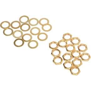 Guitar Jack Nut Washer Kit M9 Female Thread Potentiometer Nuts and Washer Replacement for Electric Guitar Bass(Gold)