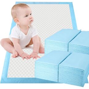 100 Pack Disposable Changing Pads,Waterproof Baby Disposable Underpads,Soft Absorbent Waterproof Diaper Changing Pad for Baby Incontinence with Moisture Protector,23.6 x 17.7Inch(Blue)