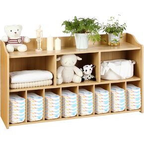 Daycare Changing Table Diaper Organizer with 3 Large and 8 Small Wall Mount Storage Compartments Baby Changing Supply Shelf for Nursery, Daycare, School, Classroom