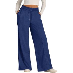 2024 Causal Women's Wide Leg Yoga Pants High Waisted Drawstring Elastic Loose Sweatpants Joggers Pant with Pockets