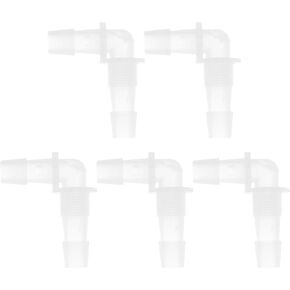 5 Pcs Aquarium Plastic Hose Barb Fitting 7/16" Hose ID G3/8 Thread Elbow Connectors Aquarium Tank Air Pump Hose Joints Clear PP