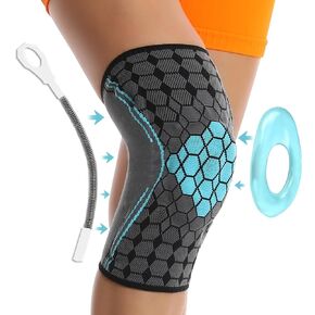 JBT Knee Braces for Knee Pain Relief Compression Knit with Patella Gel Pad & Side Stabilizers, Provides Relief of Weak, Swollen, and Injured Knees (Blue, XX-Large)